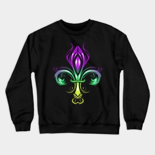 Fleur De Lis With Color Gradient In Golden, Green And Purple Crewneck Sweatshirt